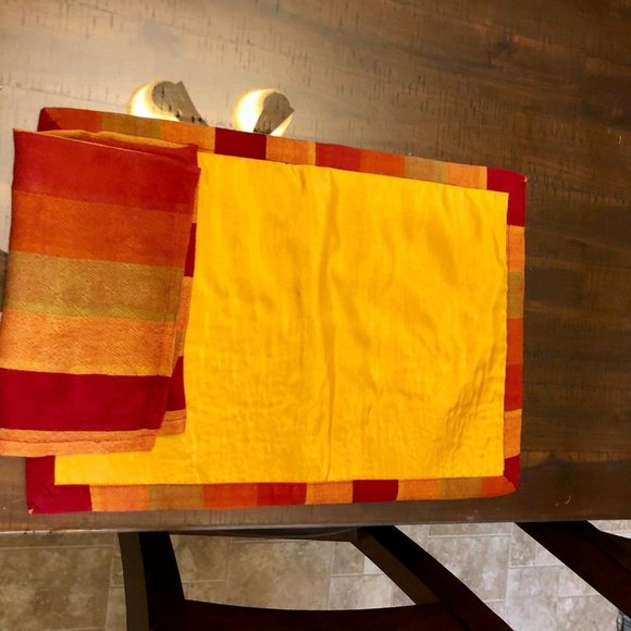 8 Placemats and 8 Napkins Used Orange Red - Picture 6 of 12